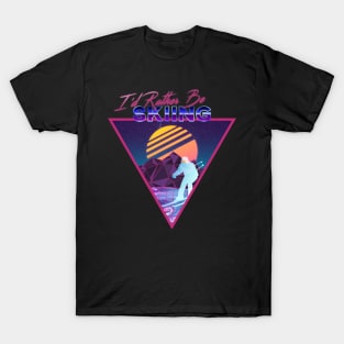 Retro Vaporwave Ski Mountain | I'd Rather Be Skiing | Shirts, Stickers, and More! T-Shirt